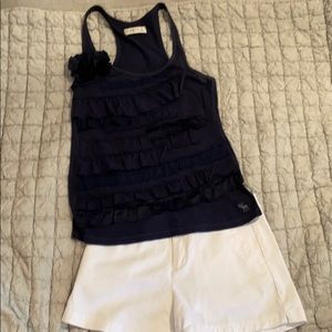 Abercrombie & Fitch ruffled tank top-White or Navy